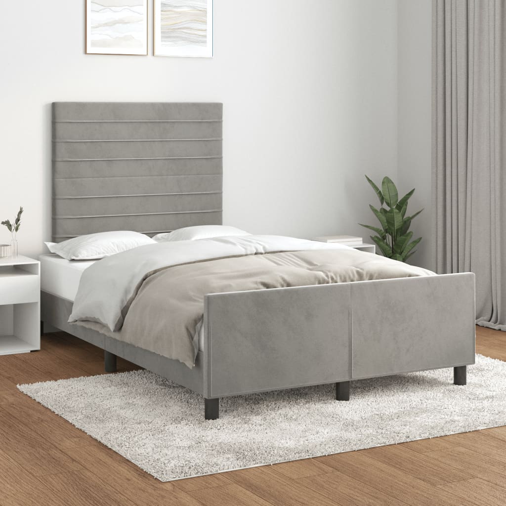 Bed Frame without Mattress Light Grey 120 x 190 cm Velvet