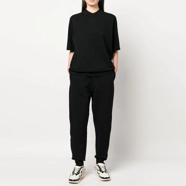 Y-3 Solid Color Button Short Sleeve Polo Shirt Unisex Tops Black H44802