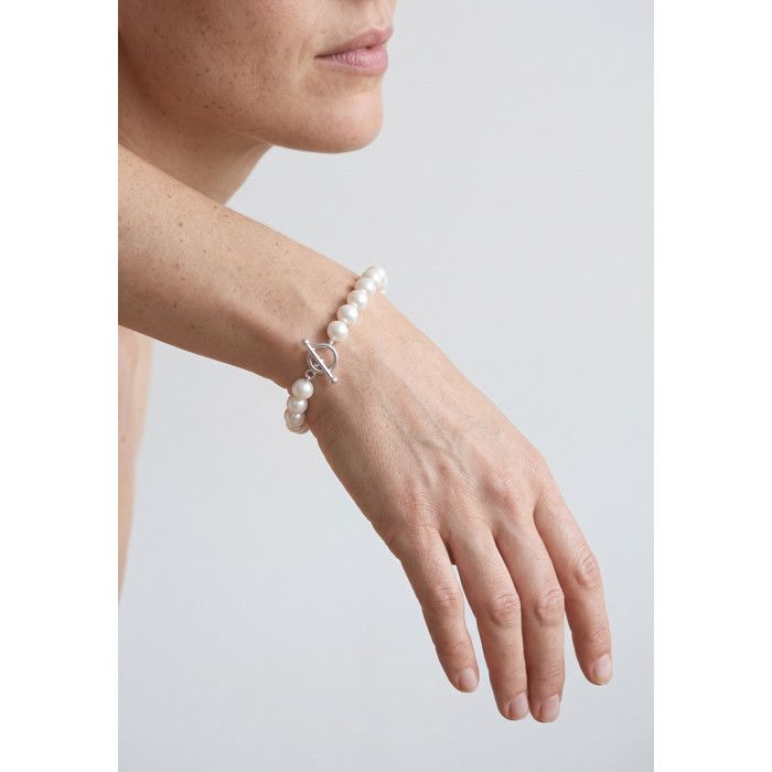 Bracelet - Pearls &amp; Colors - Véritable Perle de Culture d'Eau Douce 9-10 mm - Argent 925 - Fermoir Baton - 18 cm