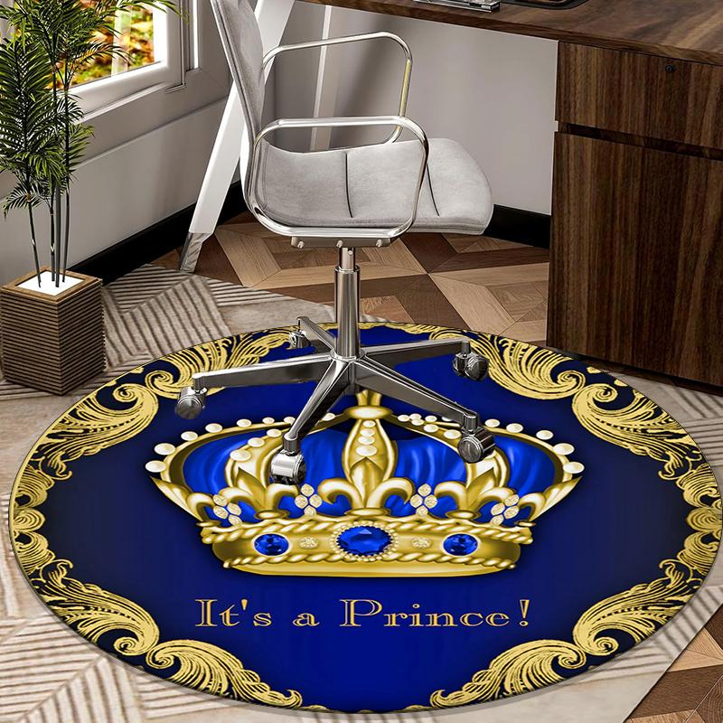 

Royal Crown Emblem round carpet Chair cushion Round Entryway Rug, Soft Round Rugs for Living Room, Bedroom, Circle Carpet decor gifts Diameter 60cm