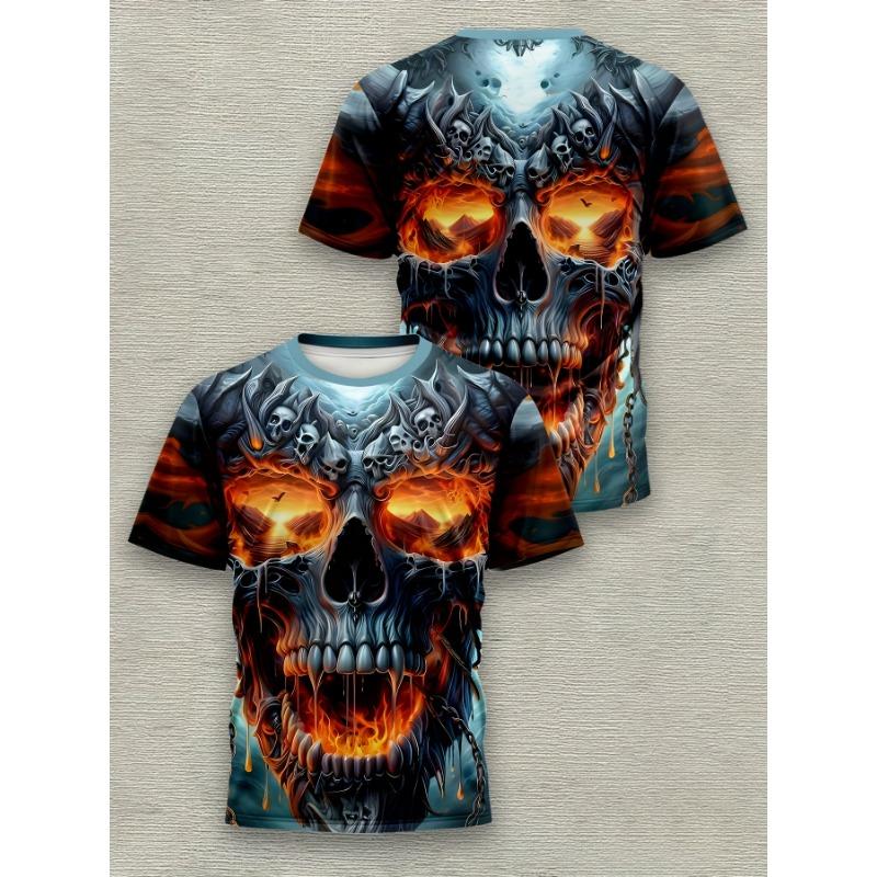 Streetwear Mens Summer Clothing With 3d Printed Animal Skull Graphic T Shirts Round Neck Short Sleeved Tees New In Tops For Men