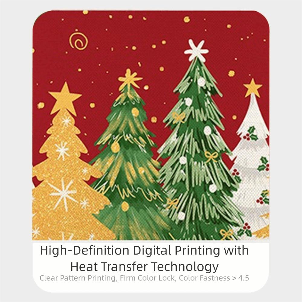 Polyester Christmas Cushion Cover Christmas Tree Printed Decorative Design Pillowcase Checkered Pattern Sofa Decoration