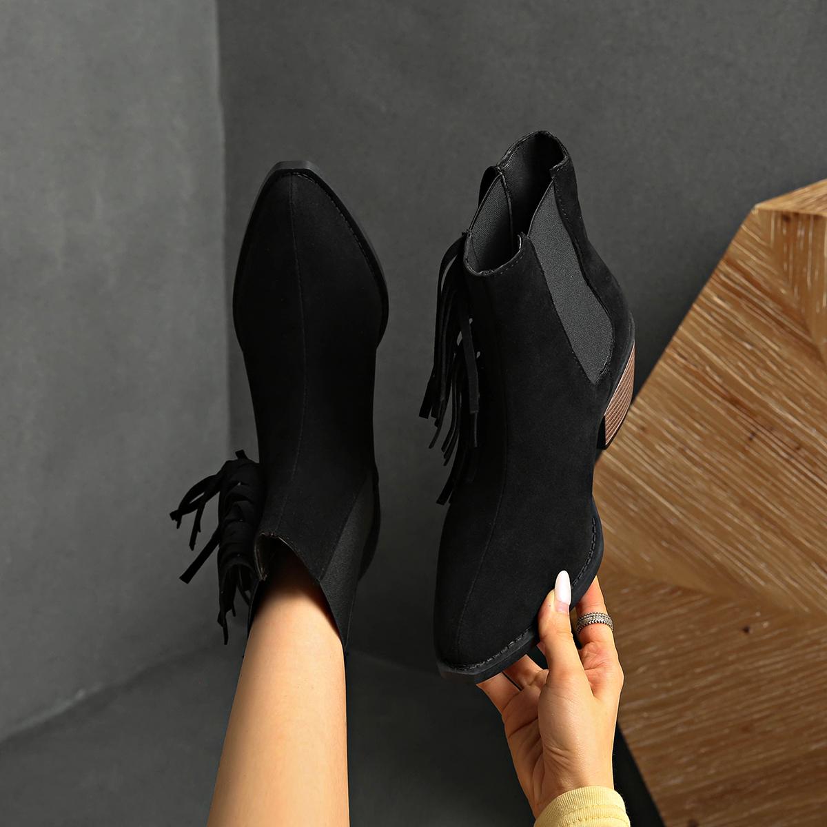 

2025 Women Boots Pleated Mid-calf Buckle High Heels Shoes Plus Size Comfortable Anti-slip Outdoor Ankle Boots Zapatos De Mujer 35 чёрный