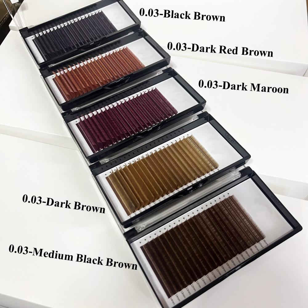 Custom Logo Matte Brown Cashmere Lash Extension Soft Color Volume Lash Trays Individual Color Eyelash Extension Supplies