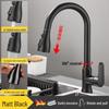 Stainless Steel Telescopic Rotatable Pull-Out Kitchen Faucet with Dual Water Outlets