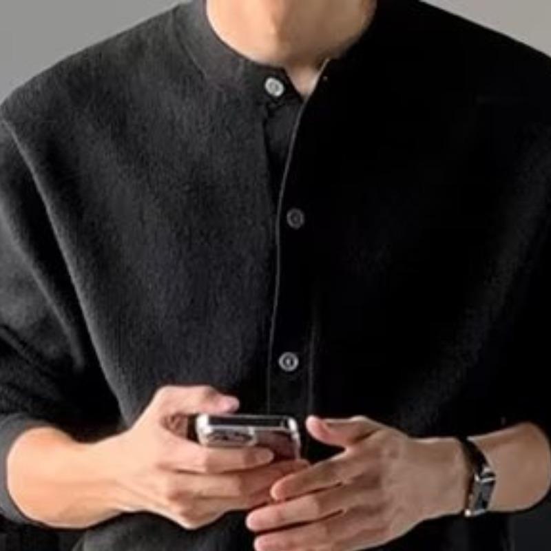 

Мужской вязаный кардиган - весна, осень, зима Корейский модный свитер с круглым вырезом, повседневный стиль, коллекция 2023 года XXL чёрный