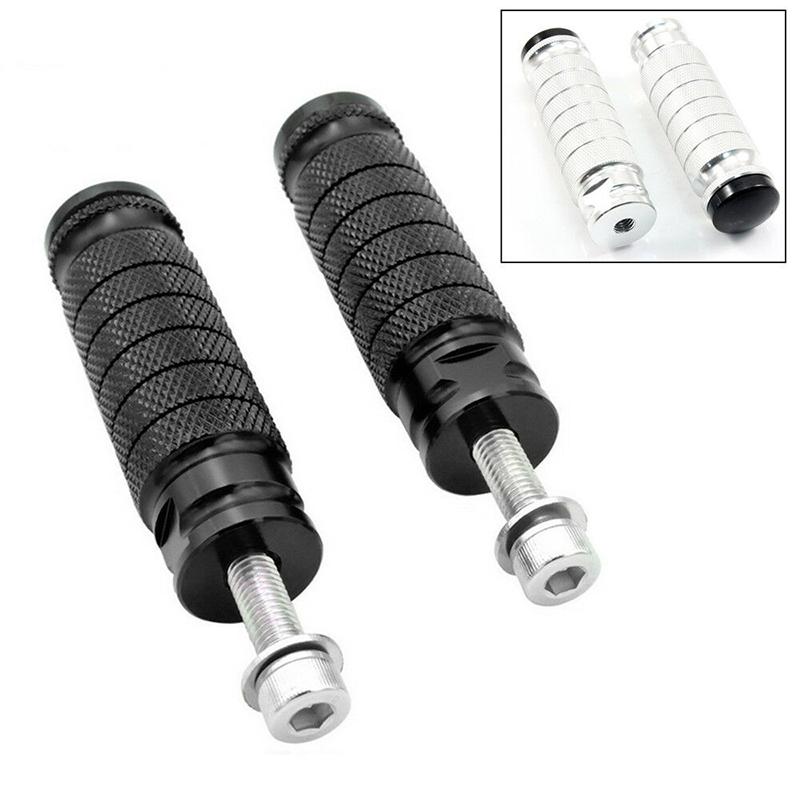1 Pair Universal CNC Aluminum Motorcycle Rear Foot Pegs M8 Anti-Slip Footrests Pedals for Yamaha for Honda for Kawasaki Motorbike Passenger Modify