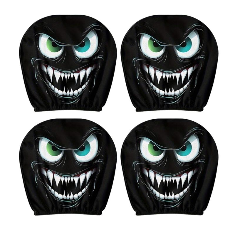 Upgrades Cartoon Evil Eyes Headrest Covers Strong Kids Friendly Designs Headrest Protector for Car Interior Protection
