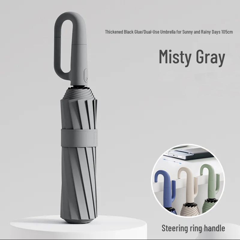 Automatic Windproof Folding Umbrella with Sun Protection, Reverse Design for All Weather, Black