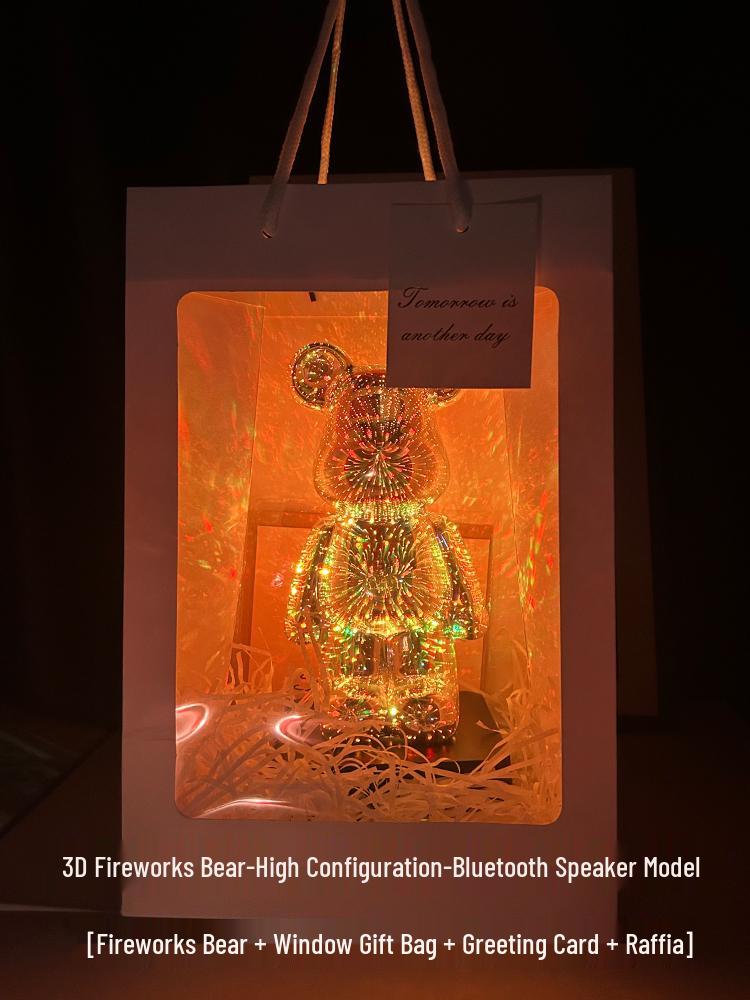 Luminous Birthday Gift Night Light for Girls and Women - Fireworks Bear Ornament