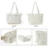 Across Ita Bag, Cute Lace-Up Shoulder Tote, Transparent Vinyl Bag for Women, A4 Size, Ribbon (White)