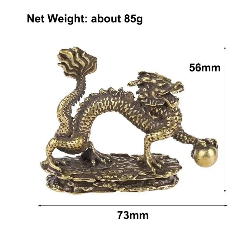 Kleine Verzierung Antikbronze Tier Miniatur Heim Schreibtisch Dekorationen Handwerk Tigerkönig fängt Hirsch Drache und Dinosaurier Statue