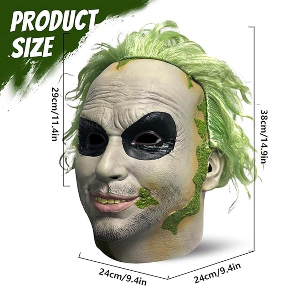 Latex Halloween Beetlejuice Clown Mask Horror Full Head Clown Mask For Adult