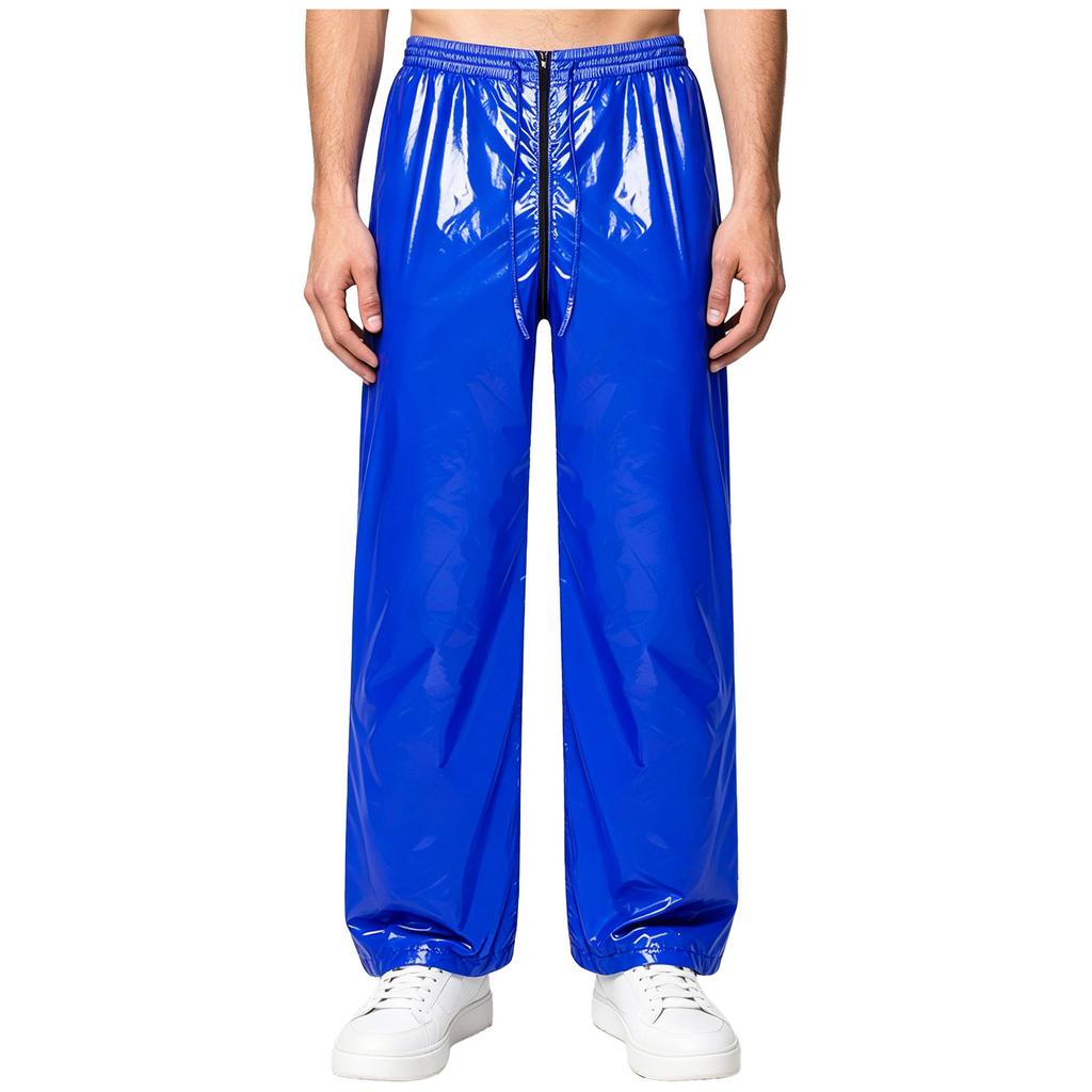 Men‘s Athletic Waterproof Pants S-3XL with Zipper Fly and Reflective Stripes Elastic Waist Straight Leg for Outdoor Sports