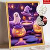 DIY Frameless Pearl Bead Painting Kit Halloween Theme Sparkling Canvas Art Creative Gift for Craft Lovers