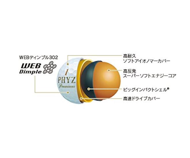 BRIDGESTONE Golf Balls PHYZ Premium 1 Dozen (12 Balls) Gold Pearl PMGX