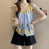 Versatile Hollowed Out Vest Dress Crochet Loose Sleeveless Cover Up Printed Knit Ethnic Bohemian Vest For Summer Beach Vacation