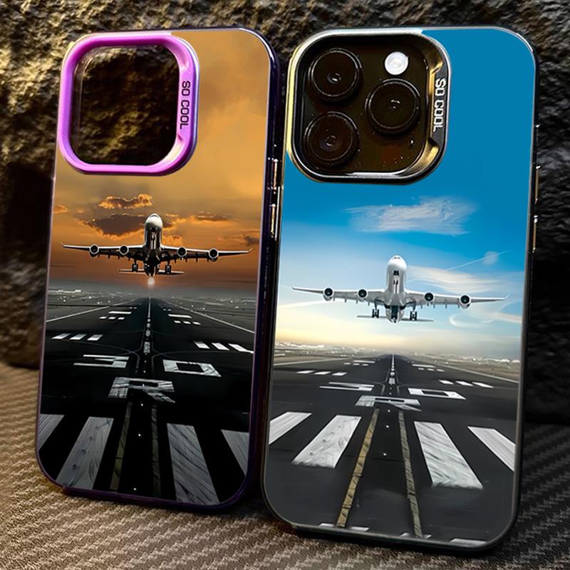Cool aircraft runway take-off Phone case iPhone 15 Pro Max 11 12 13 16 14 Plus Silicone Shockproof Case Lens protector shell