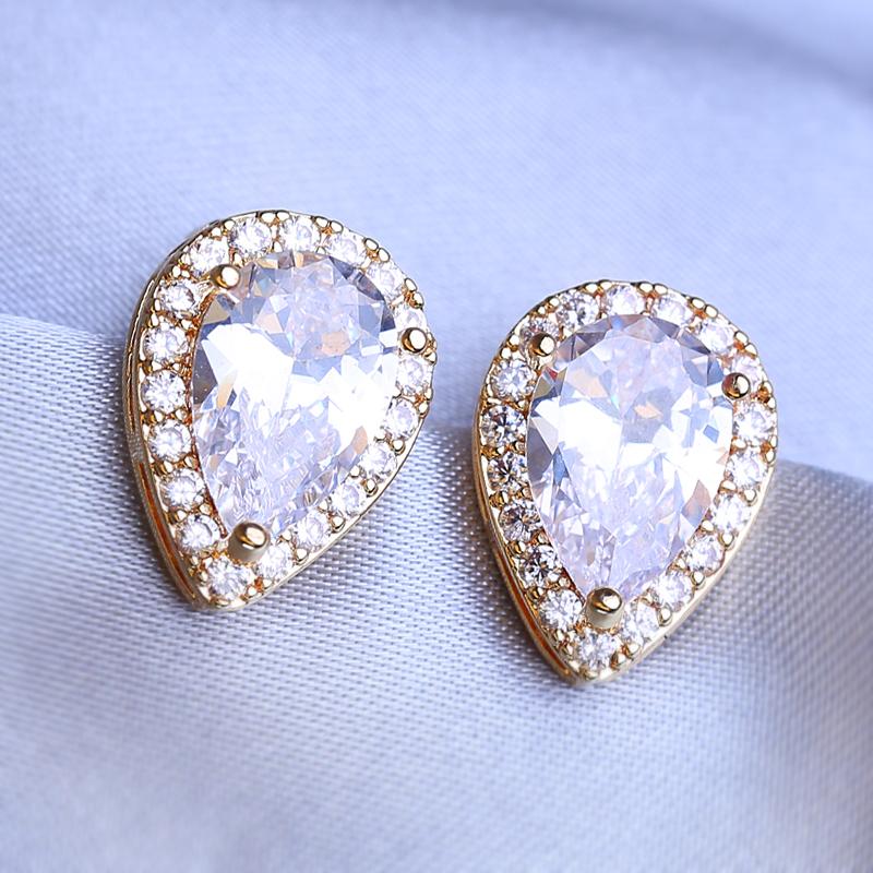 FEEYOO Clip-Ohrringe für Damen, modische Zirkonia-Ohrringe, Schmuck, Hochzeit, Braut-Ohrringe