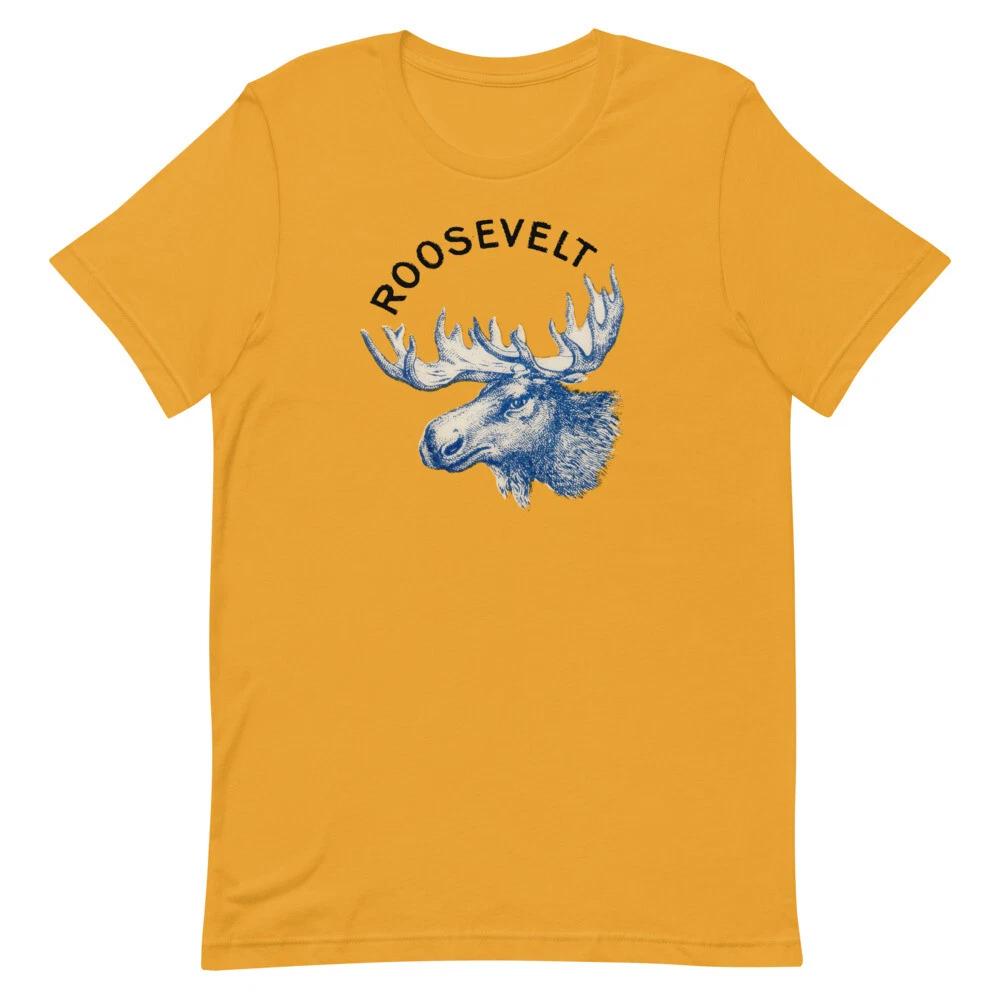 Theodore Roosevelt Bull Moose Party Mustard Graphic Tee Shirt Unisex 100% Cotton T-shirt Mens Tees Top M