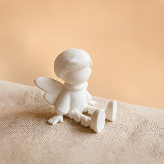 Angel Figurine with Articulated Legs, 3D Printed Guardian Angel Statue, Sitting Angel Desk Decoration for Home Office Shelf