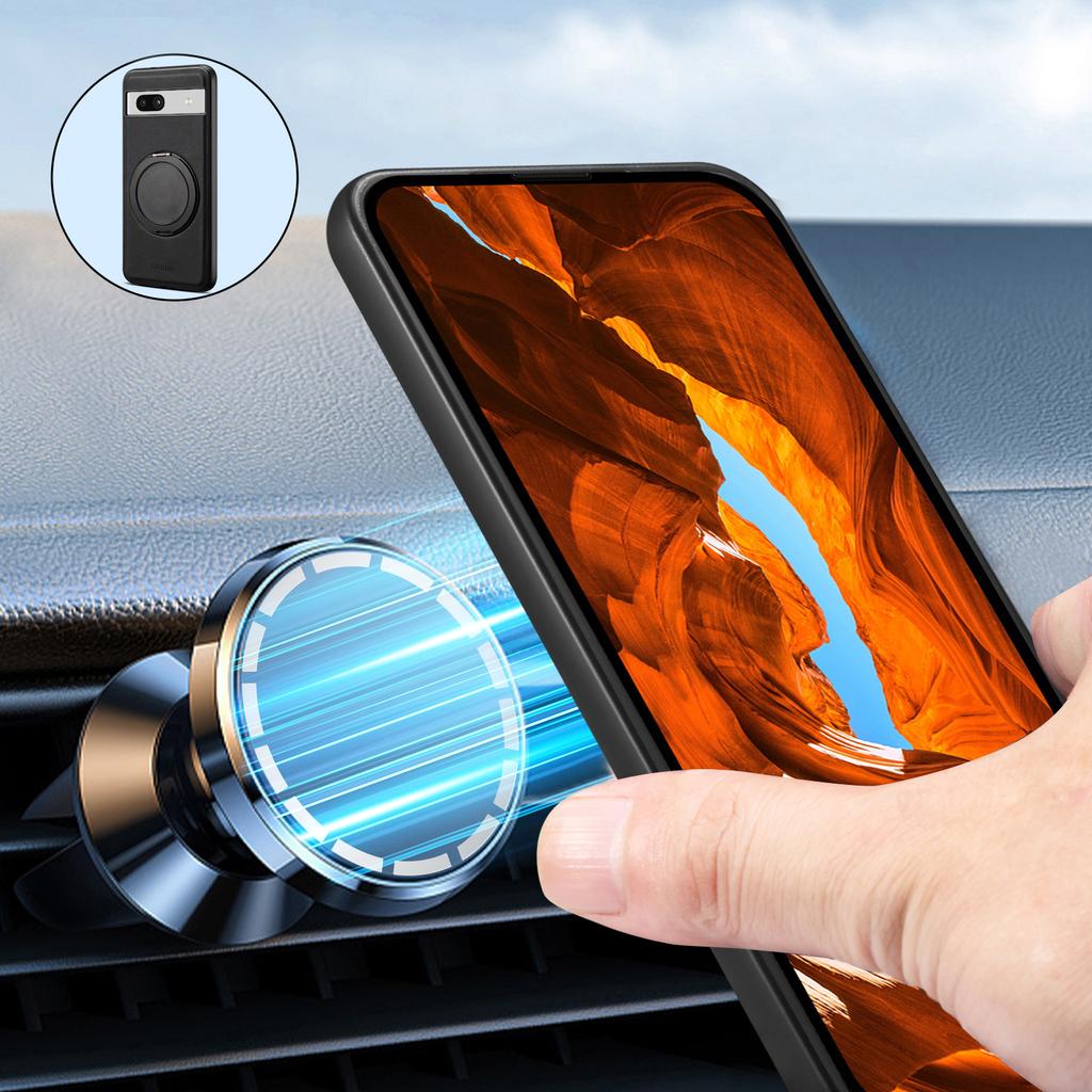 DENIOR A14 Für Google Pixel 7a Magnetische Hülle Drehbarer Ständer Leder PC TPU Handyhülle