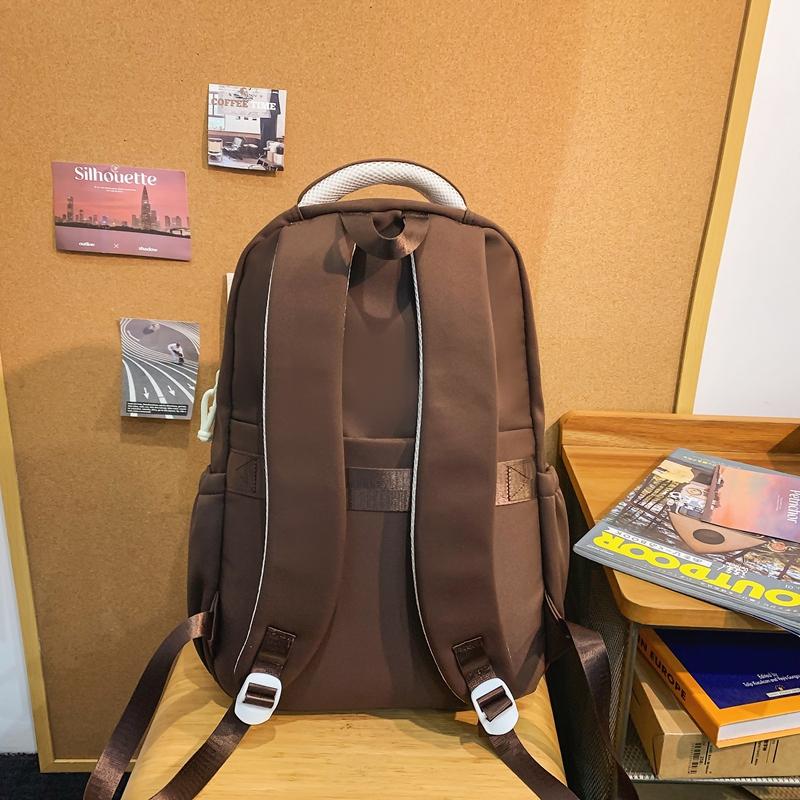 Women Large Capacity Backpack Student Schoolbag Men Solid Color Backpack