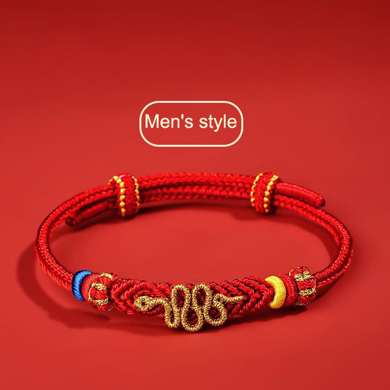Chinese Style Snake Year Braided Rope Bracelet For Women Men Versatile Amulet Lucky Bracelet Jewelry Accessories Gifts