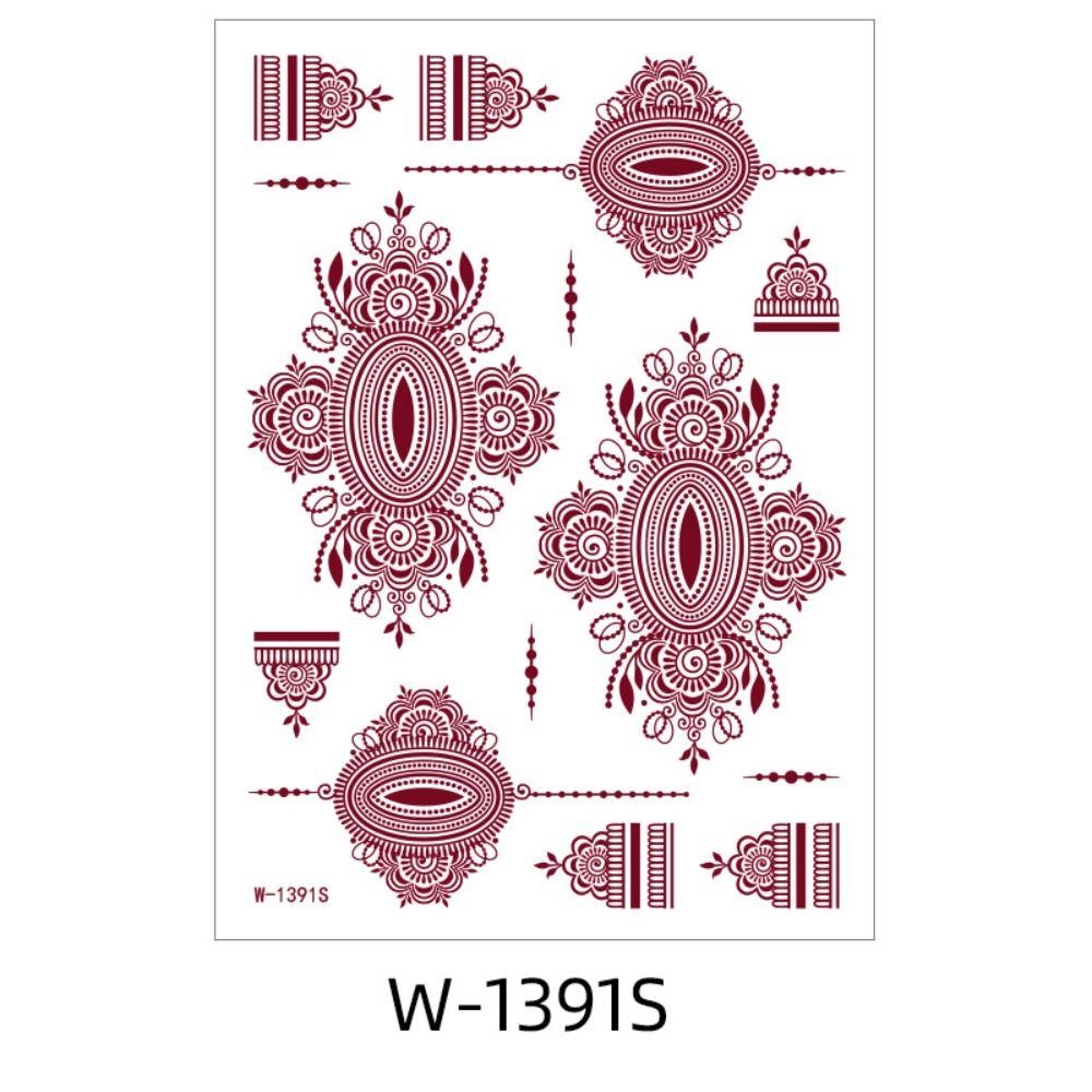 9pcs Indian Style Hand Tattoo Stickers Brown Red Flower Fake Tattoos  Wrist Neck