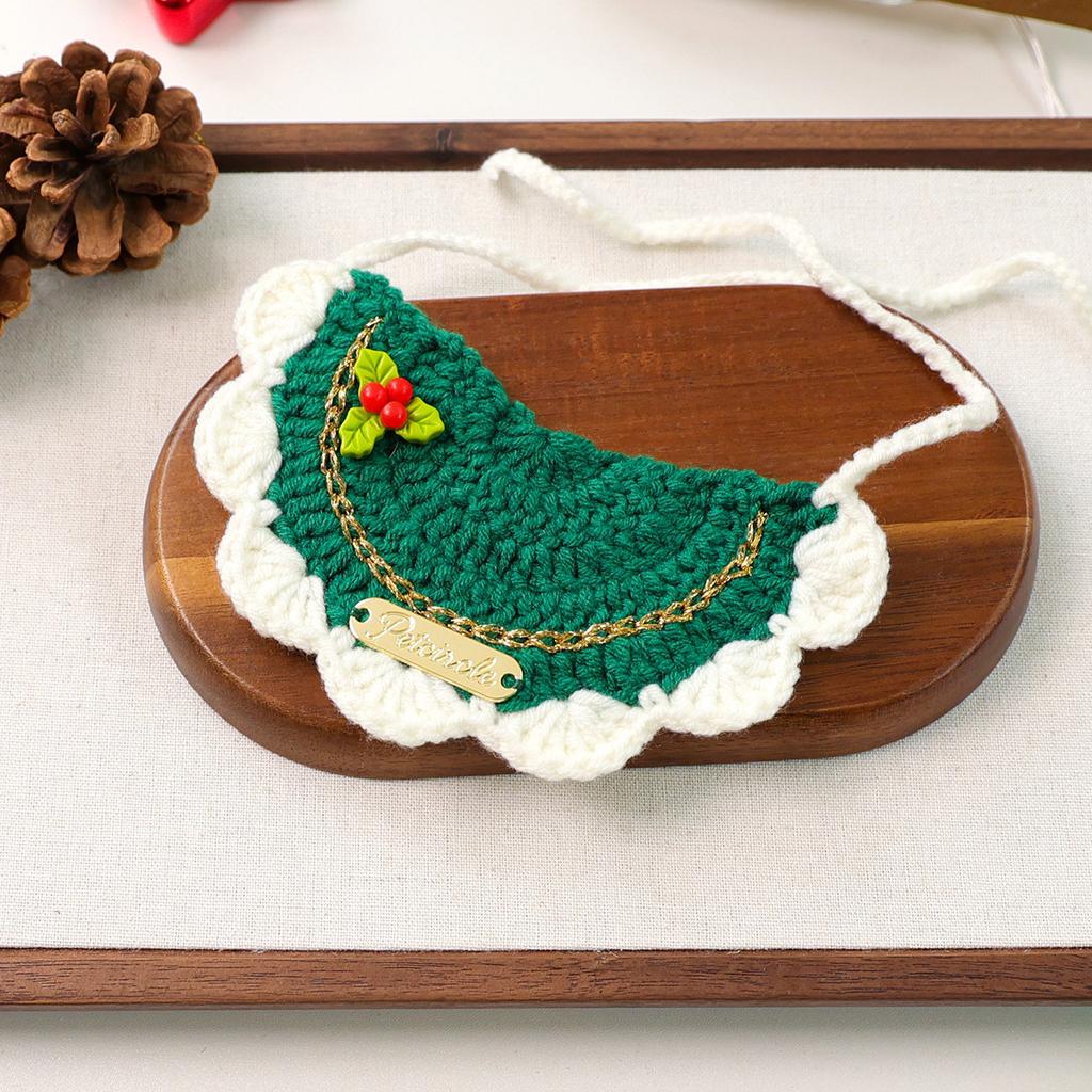 Pet Supplies Bib Hand Crocheted Snood Christmas Day Dog Cat Gold Label Saliva Towel Bib Collection