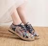Women's Shoes Round Head Lace Up Cotton Linen Canvas Single National Woven Round Toe Lace Up Cloth Shoes Woman Flats