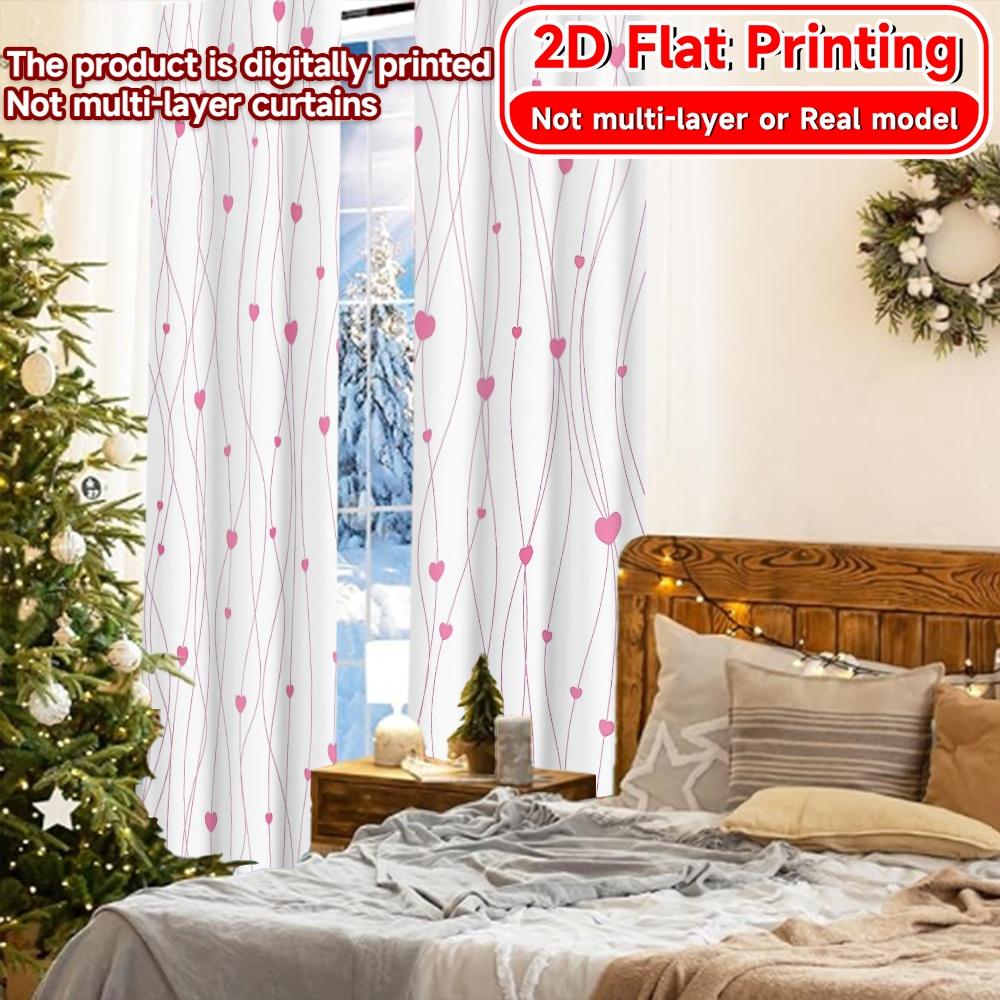 2pcs   2D FLAT PRINTING Curtains (Without Rod) Heartwave Curtain Modern Fashionable Curtainments during the Christmas holiday