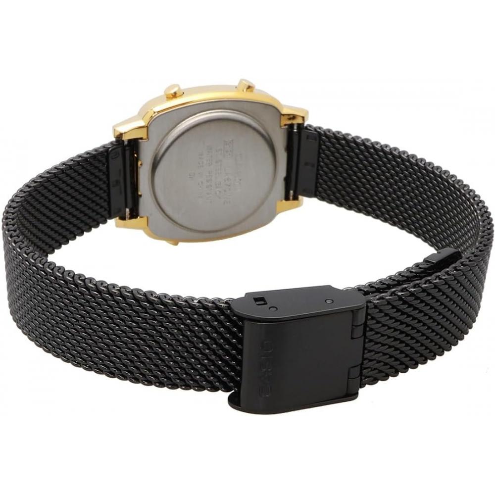Casio Ladies Digital Watch Gold Black Mesh Band La670wemb 1