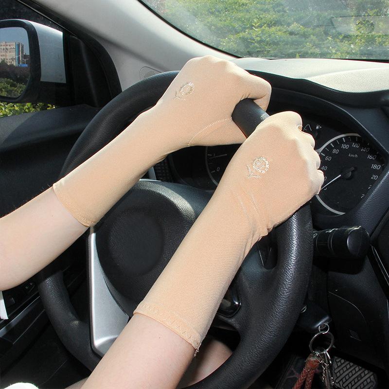 Summer Spring Women Mid-Long Sunscreen Gloves Stretch Anti Uv Slip Resistant Driving Glove Breathable Sun-Protective Sleeve