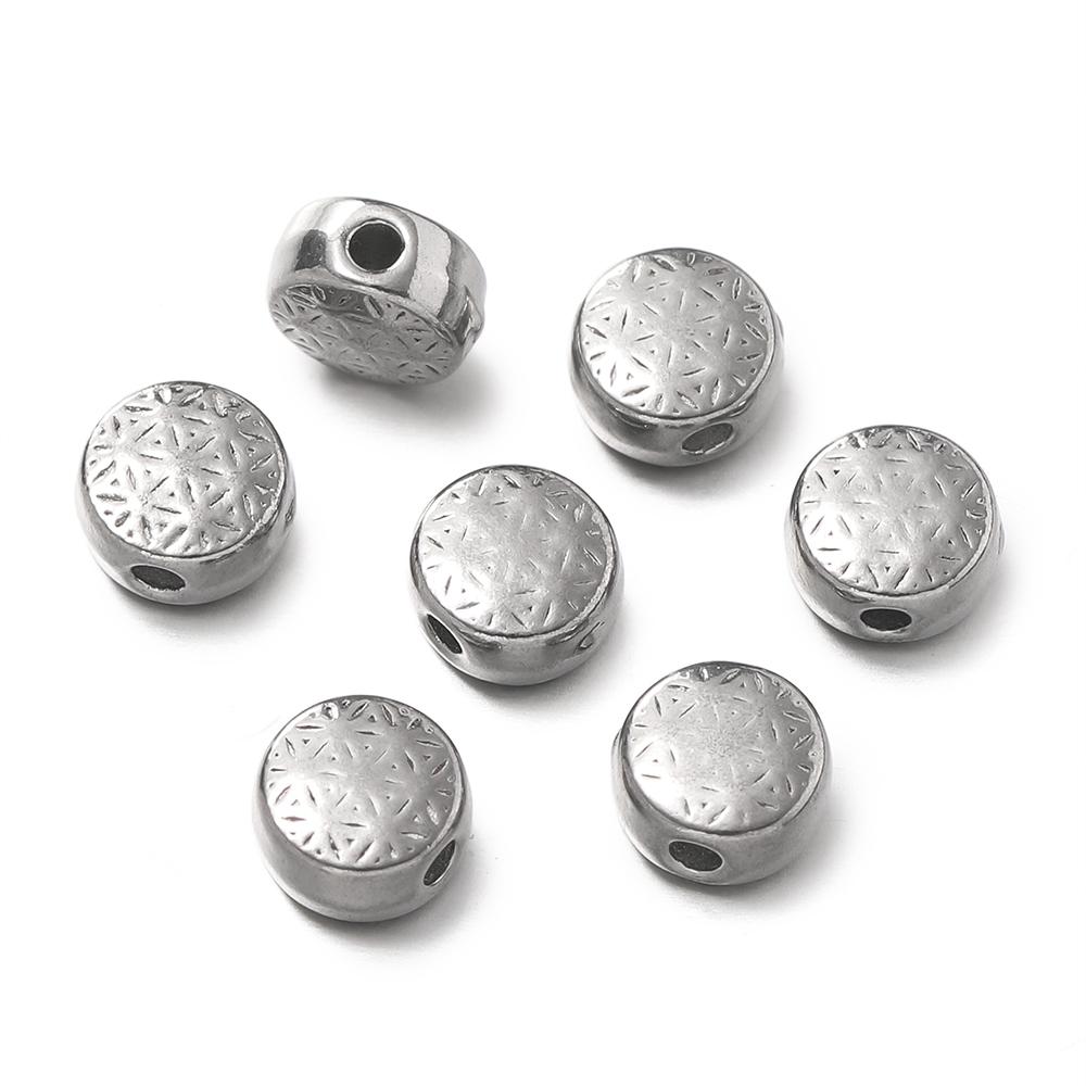 10Pcs/Pack Stainless Steel Various Shape Gold Steel Color Texture Spacer Beads for DIY Bracelet Jewelry Making Accessories