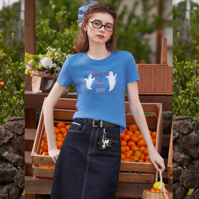 Women s Summer Printed Slim Fit Short Sleeve Knit T-Shirt XL