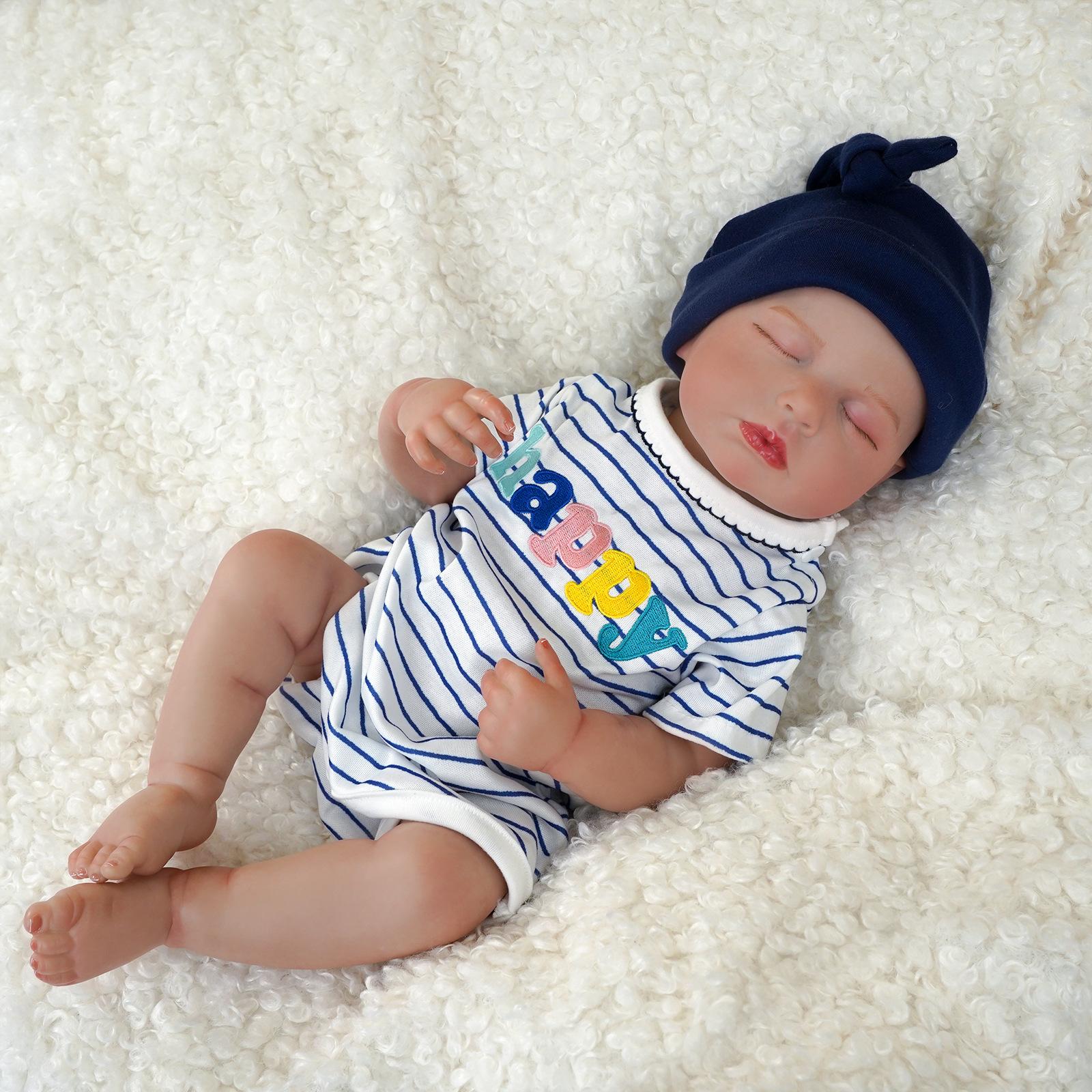 

Реалистичные 19-дюймовые куклы-мальчики Reborn, LOULOU, полностью виниловое тело, закрытые глаза, имитация куклы, ручная работа, расписанные волосы, куклы Rebirth для детей от 3 лет full silicone boy