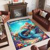 Mermaid Theme Crystal Velvet Floor Rug Personalized Custom Name Text Warm Carpet Home Decoration