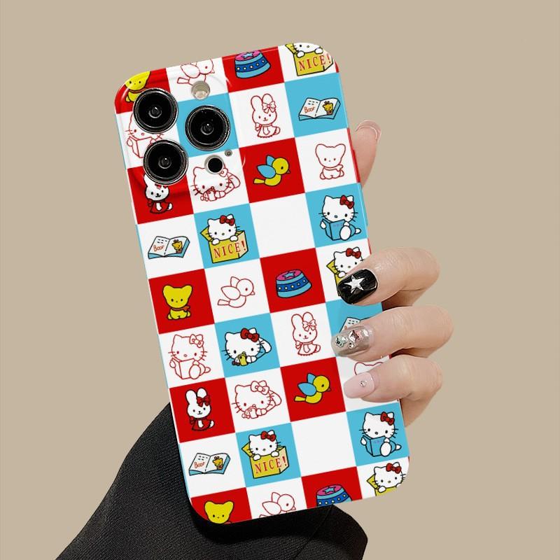 ins creative plaid hellokitty for iphone11promax mobile phone case 11 Hello Kitty new 11