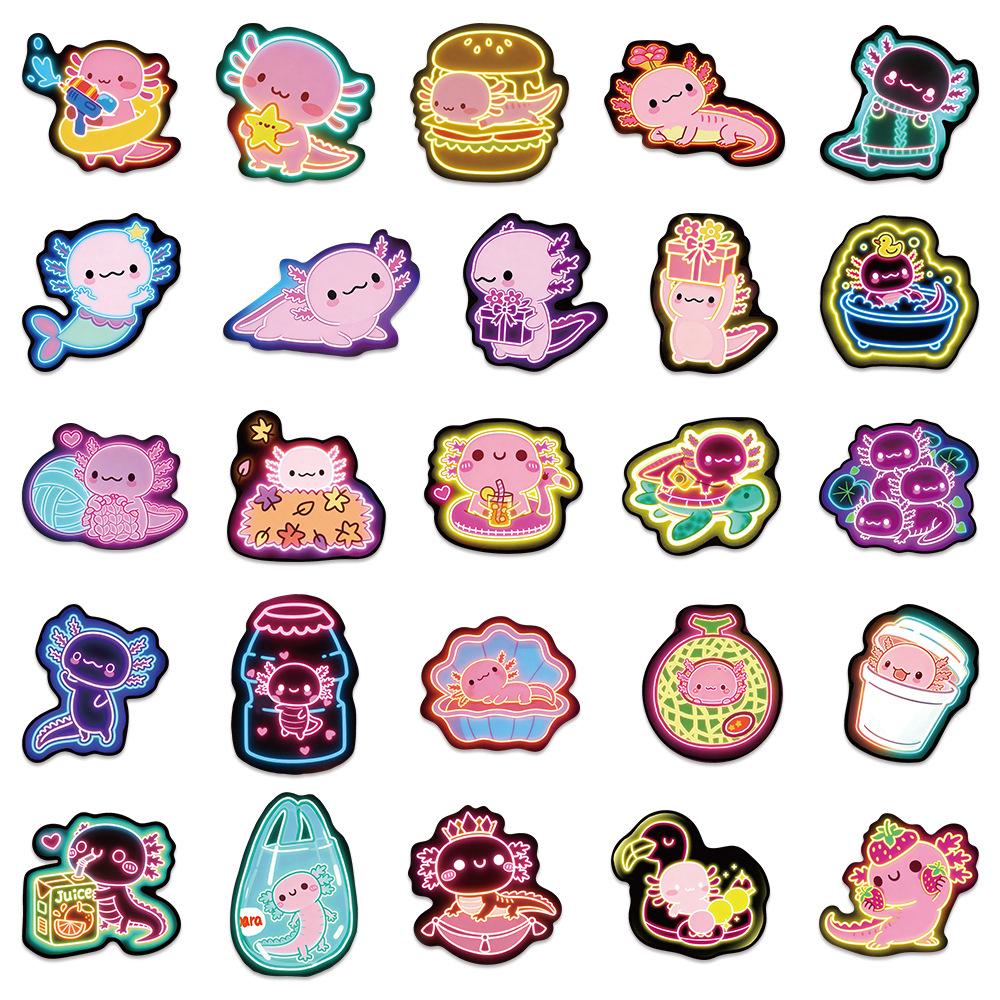 10/30/50pcs Kawaii Cute Neon Axolotl Stickers Cartoon Colorful Graffiti Decals DIY Stationery Phone Notebook Sticker Decoration