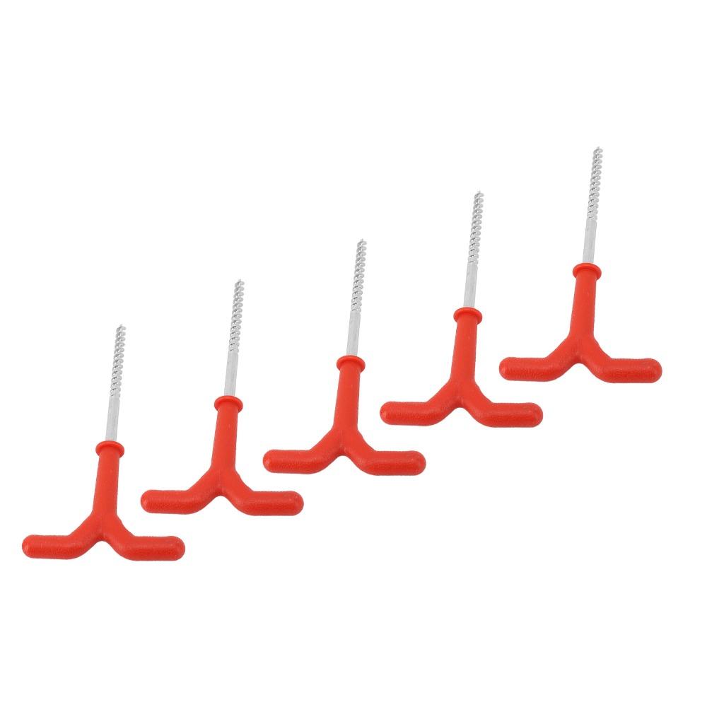 5PCS Threaded Shaft Ice Anchor Set Metal Plastic Tent Stakes Heavy Duty Ground Anchors Pole Holding