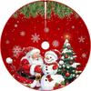 Christmas Tree Skirt Red Xmas Tree Ornaments, For Soft Plush Christmas Tree Mat With Snowy Pattern For Decorations Holiday Party 35 Inches