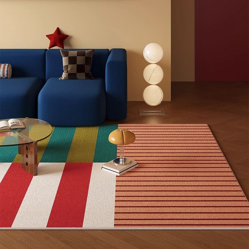 Tappeti Decorativi a Strisce Moderne per Soggiorno Lusso Leggero Area Divano Casa Tappeti Antiscivolo per Camera da Letto Lavabile Tappeto Gioco per Salotto