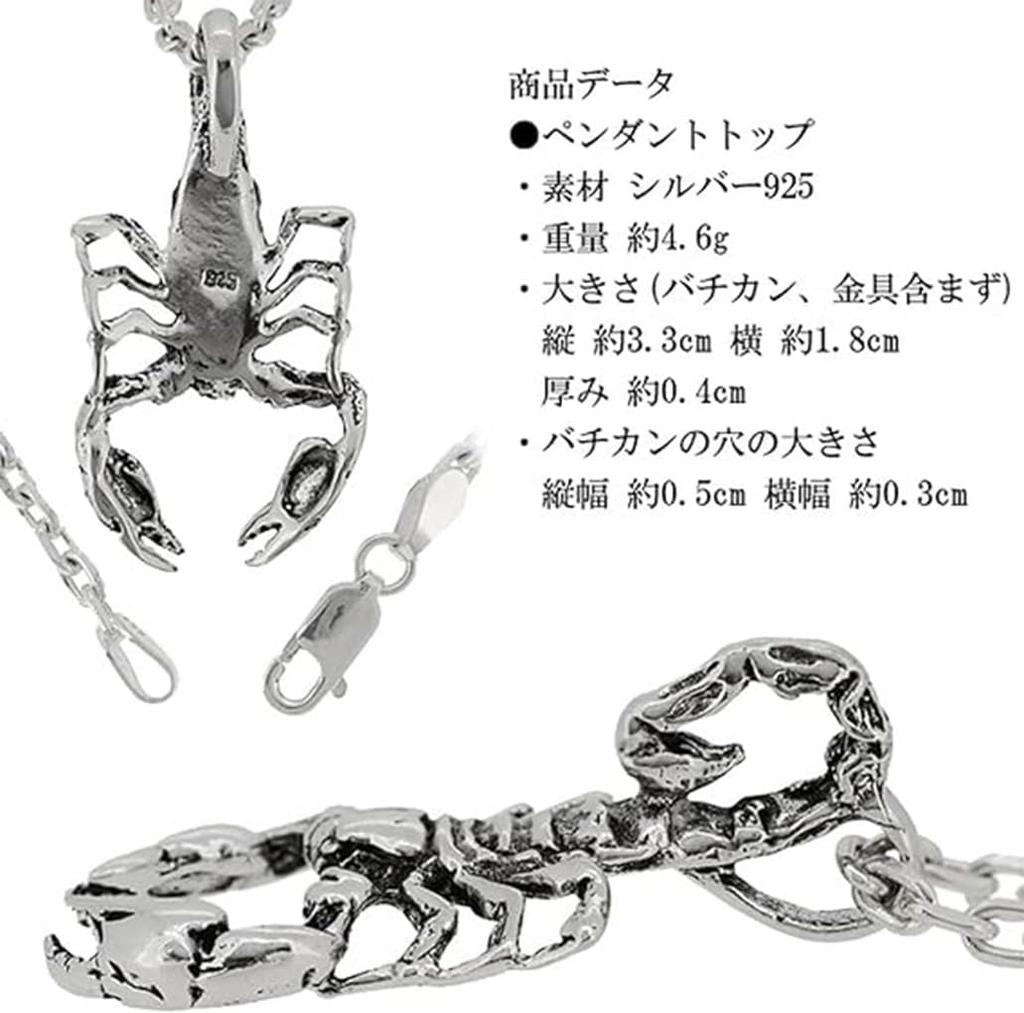 [Shinjuku Gin No Kura] Real Scorpion Sterling Silver 925 Pendant Top (No Chain) Men's Scorpion Rock