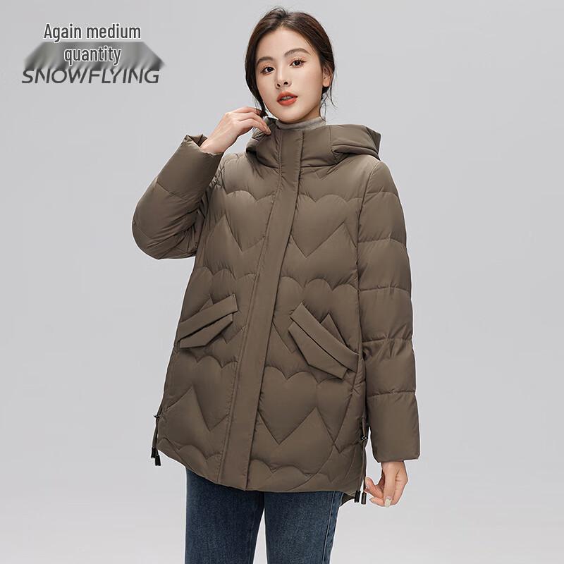 Snowflying Women's Mid-Length Hooded Down Jacket