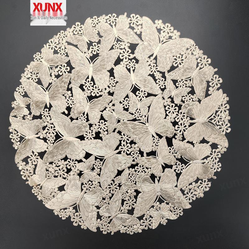 PVC Hollow Heat-Insulation Hot Stamping Placemat - Western Style Best Seller