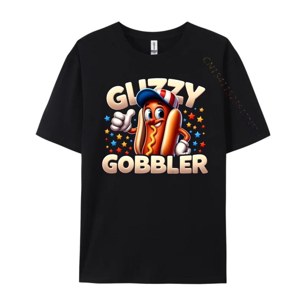 Funny Number One Glizzy Gobbler Hot Dog The 4th Of July Mens Korean Fashion Mens TShirts Vintage Style