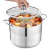 Stainless Steel Stock Pot, 15.1 L Stainless Steel Stockpot with Glass Lid, PFOA-Free, PFAS-Free, Compatible with Gas Stoves, Induction Cooktops,