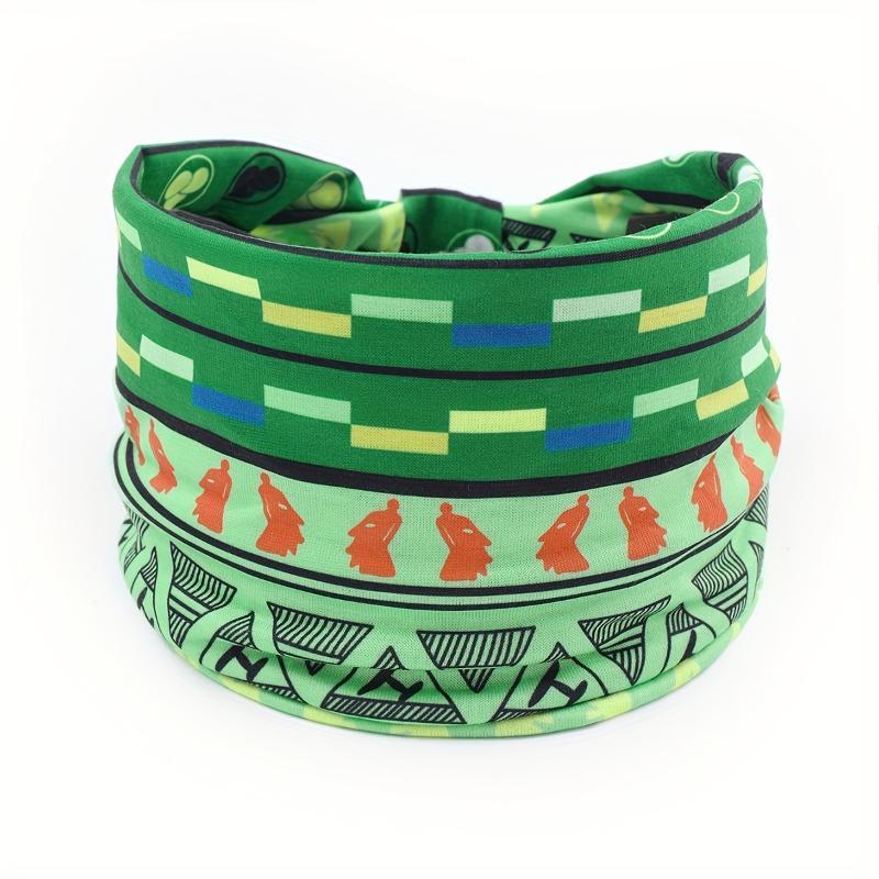 African Tribal Print Wide Headband With Soft Stretchy Fabric For Yoga Workout Running Wear