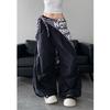 Wind Strap Silhouette Pants Design Sense Spice Girl Overalls Stacked Loose Casual Paratrooper Pants Scimitar Wide Leg Pants